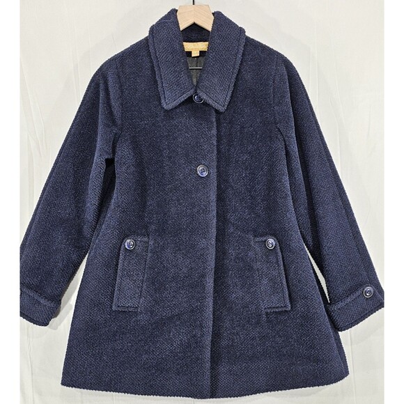 Vtg Katherine Kelly Womens Alpaca Wool Coat Peru Designer Quiet Luxury Blue Sz 8 - Picture 1 of 11